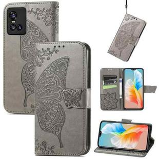 Butterfly Love Flowers Embossed Horizontal Flip Leather Case with Holder & Card Slots & Wallet & Lanyard For vivo S10 / S10 Pro(Gray)