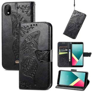 Butterfly Love Flowers Embossed Horizontal Flip Leather Case with Holder & Card Slots & Wallet & Lanyard For Wiko Y61(Black)