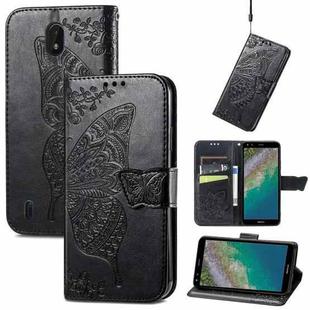 Butterfly Love Flowers Embossed Horizontal Flip Leather Case with Holder & Card Slots & Wallet & Lanyard For Nokia C01 Plus(Black)