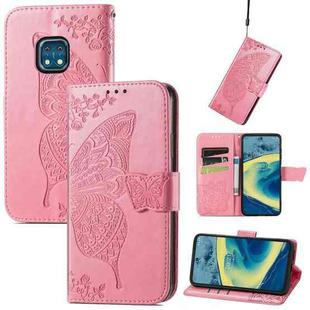 Butterfly Love Flowers Embossed Horizontal Flip Leather Case with Holder & Card Slots & Wallet & Lanyard For Nokia XR20(Pink)