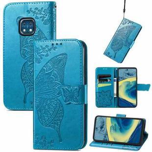 Butterfly Love Flowers Embossed Horizontal Flip Leather Case with Holder & Card Slots & Wallet & Lanyard For Nokia XR20(Blue)