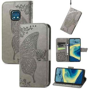 Butterfly Love Flowers Embossed Horizontal Flip Leather Case with Holder & Card Slots & Wallet & Lanyard For Nokia XR20(Gray)