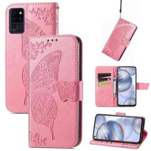 Butterfly Love Flowers Embossed Horizontal Flip Leather Case with Holder & Card Slots & Wallet & Lanyard For Oukitel C21(Pink)