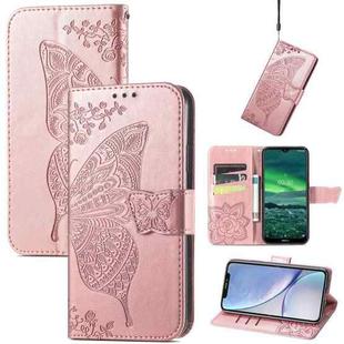 Butterfly Love Flowers Embossed Horizontal Flip Leather Case with Holder & Card Slots & Wallet & Lanyard For ZTE Blade A51(Rose Gold)