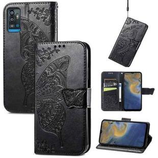 Butterfly Love Flowers Embossed Horizontal Flip Leather Case with Holder & Card Slots & Wallet & Lanyard For ZTE Blade A71(Black)