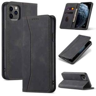 For iPhone 13 Skin-feel Calfskin Texture Magnetic Dual-Fold Horizontal Flip Leather Case with Holder & Card Slots & Wallet(Black)