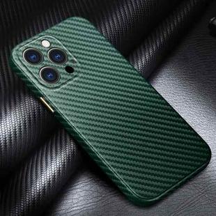 For iPhone 13 Pro Max R-JUST Carbon Fiber Leather Texture All-inclusive Shockproof Back Cover Case (Green)