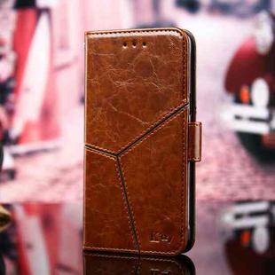 For iPhone 13 mini Geometric Stitching Horizontal Flip TPU + PU Leather Case with Holder & Card Slots & Wallet (Light Brown)