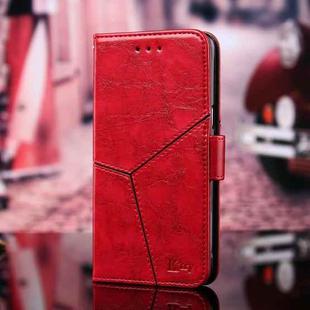 For iPhone 13 Geometric Stitching Horizontal Flip TPU + PU Leather Case with Holder & Card Slots & Wallet(Red)