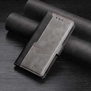 For iPhone 13 Retro Texture Contrast Color Side Buckle Horizontal Flip Leather Case with Holder & Card Slots & Wallet(Black)