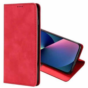 For iPhone 13 mini Skin Feel Magnetic Horizontal Flip Leather Case with Holder & Card Slots (Red)
