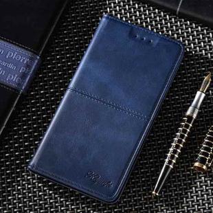 For iPhone 13 Cow Texture Magnetic Horizontal Flip Leather Case with Holder & Card Slots(Blue)