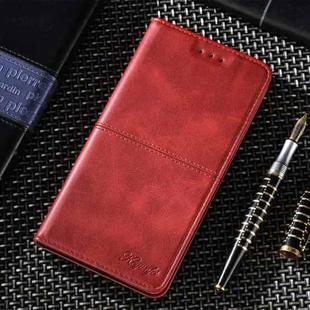 For iPhone 13 Pro Max Cow Texture Magnetic Horizontal Flip Leather Case with Holder & Card Slots (Red)