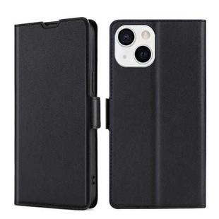 For iPhone 13 mini Ultra-thin Voltage Side Buckle PU + TPU Horizontal Flip Leather Case with Holder & Card Slot (Black)