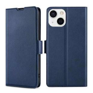 For iPhone 13 mini Ultra-thin Voltage Side Buckle PU + TPU Horizontal Flip Leather Case with Holder & Card Slot (Blue)