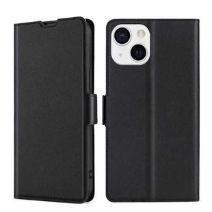 For iPhone 13 Ultra-thin Voltage Side Buckle PU + TPU Horizontal Flip Leather Case with Holder & Card Slot(Black)