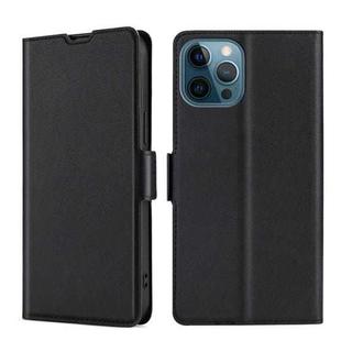 For iPhone 13 Pro Ultra-thin Voltage Side Buckle PU + TPU Horizontal Flip Leather Case with Holder & Card Slot (Black)