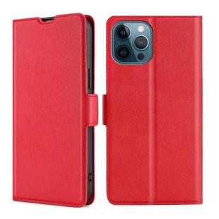 For iPhone 13 Pro Max Ultra-thin Voltage Side Buckle PU + TPU Horizontal Flip Leather Case with Holder & Card Slot (Red)