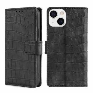 For iPhone 13 Skin Feel Crocodile Texture Magnetic Clasp Horizontal Flip PU Leather Case with Holder & Card Slots & Wallet(Black)