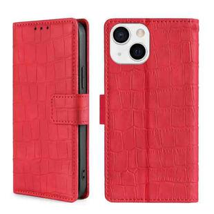For iPhone 13 Skin Feel Crocodile Texture Magnetic Clasp Horizontal Flip PU Leather Case with Holder & Card Slots & Wallet(Red)