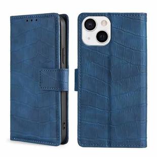 For iPhone 13 Skin Feel Crocodile Texture Magnetic Clasp Horizontal Flip PU Leather Case with Holder & Card Slots & Wallet(Blue)