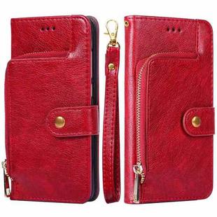 For iPhone 13 Pro Zipper Bag PU + TPU Horizontal Flip Leather Case with Holder & Card Slot & Wallet & Lanyard (Red)