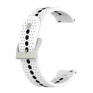 22mm Universal Colorful Hole Silicone Watch Band(White Black)