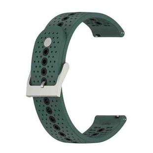 22mm Universal Colorful Hole Silicone Watch Band(Olive Green Black)