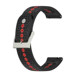 22mm Universal Colorful Hole Silicone Watch Band(Black Orange)