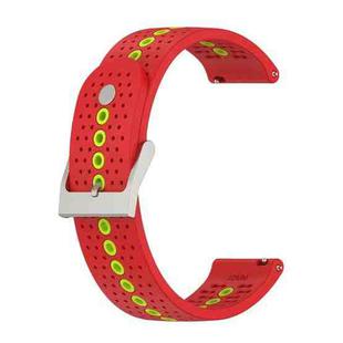 22mm Universal Colorful Hole Silicone Watch Band(Red Green)
