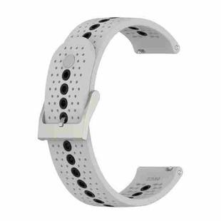 22mm Universal Colorful Hole Silicone Watch Band(Grey Black)