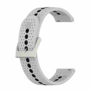 20mm Universal Colorful Hole Silicone Watch Band(Grey Black)