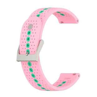 For Suunto 9 Peak Universal Colorful Hole Silicone Watch Band(Pink Mint Green)