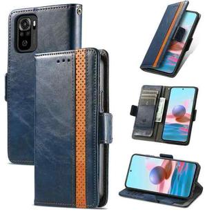 For Xiaomi Redmi Note 10 CaseNeo Business Splicing Dual Magnetic Buckle Horizontal Flip PU Leather Case with Holder & Card Slots & Wallet(Blue)