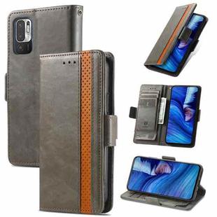 For Xiaomi Redmi Note 10 5G CaseNeo Business Splicing Dual Magnetic Buckle Horizontal Flip PU Leather Case with Holder & Card Slots & Wallet(Grey)