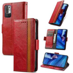 For Xiaomi Redmi Note 10 5G CaseNeo Business Splicing Dual Magnetic Buckle Horizontal Flip PU Leather Case with Holder & Card Slots & Wallet(Red)