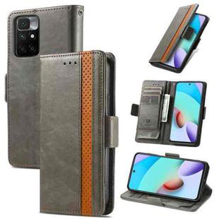 For Xiaomi Redmi 10 CaseNeo Business Splicing Dual Magnetic Buckle Horizontal Flip PU Leather Case with Holder & Card Slots & Wallet(Grey)