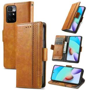For Xiaomi Redmi 10 CaseNeo Business Splicing Dual Magnetic Buckle Horizontal Flip PU Leather Case with Holder & Card Slots & Wallet(Khaki)