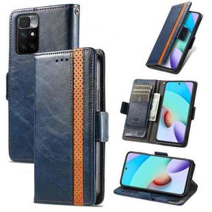 For Xiaomi Redmi 10 CaseNeo Business Splicing Dual Magnetic Buckle Horizontal Flip PU Leather Case with Holder & Card Slots & Wallet(Blue)