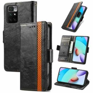 For Xiaomi Redmi 10 CaseNeo Business Splicing Dual Magnetic Buckle Horizontal Flip PU Leather Case with Holder & Card Slots & Wallet(Black)