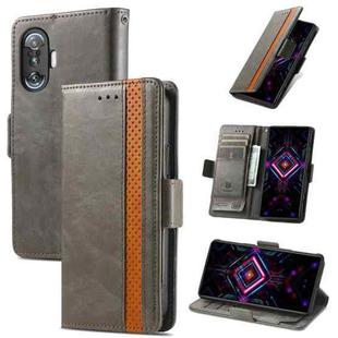 For Xiaomi Redmi K40 Gaming CaseNeo Business Splicing Dual Magnetic Buckle Horizontal Flip PU Leather Case with Holder & Card Slots & Wallet(Grey)