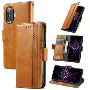 For Xiaomi Redmi K40 Gaming CaseNeo Business Splicing Dual Magnetic Buckle Horizontal Flip PU Leather Case with Holder & Card Slots & Wallet(Khaki)