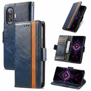 For Xiaomi Redmi K40 Gaming CaseNeo Business Splicing Dual Magnetic Buckle Horizontal Flip PU Leather Case with Holder & Card Slots & Wallet(Blue)