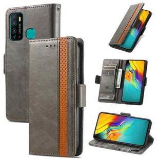 For Infinix Hot 9 CaseNeo Business Splicing Dual Magnetic Buckle Horizontal Flip PU Leather Case with Holder & Card Slots & Wallet(Grey)