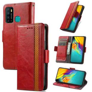 For Infinix Hot 9 CaseNeo Business Splicing Dual Magnetic Buckle Horizontal Flip PU Leather Case with Holder & Card Slots & Wallet(Red)