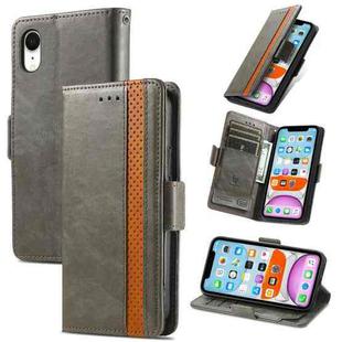 For iPhone XR CaseNeo Business Splicing Dual Magnetic Buckle Horizontal Flip PU Leather Case with Holder & Card Slots & Wallet(Grey)