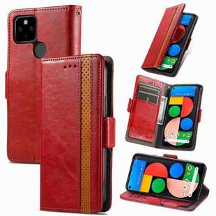 For Google Pixel 5a 5G CaseNeo Business Splicing Dual Magnetic Buckle Horizontal Flip PU Leather Case with Holder & Card Slots & Wallet(Red)