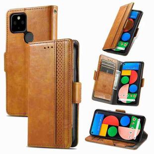 For Google Pixel 5a 5G CaseNeo Business Splicing Dual Magnetic Buckle Horizontal Flip PU Leather Case with Holder & Card Slots & Wallet(Khaki)