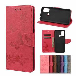 Vintage Embossed Floral Butterfly Pattern Horizontal Flip Leather Case with Card Slot & Holder & Wallet & Lanyard For Wiko Power U30(Red)