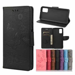 Vintage Embossed Floral Butterfly Pattern Horizontal Flip Leather Case with Card Slot & Holder & Wallet & Lanyard For Xiaomi Redmi 10(Black)